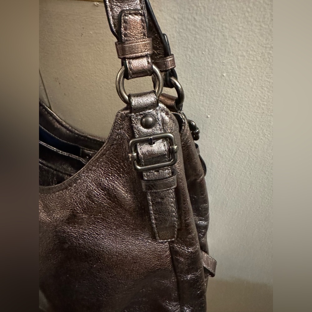 Coach Madison Maggie Metallic Gunmetal Leather Hobo Bag Excellent Vintage Y2K - Picture 7 of 7